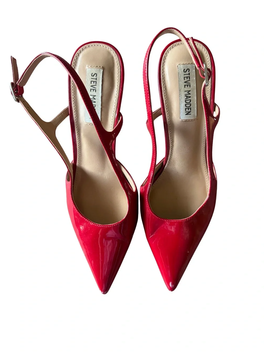 Steve Madden Red Patent Pointed-Toe Slingback Heels